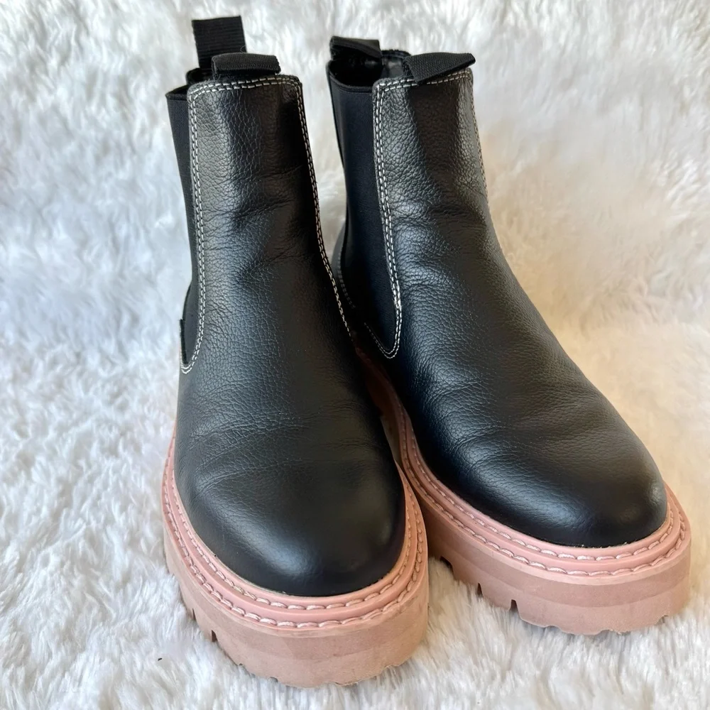 Dolce Vita Moana H20 Black Pink Leather Chelsea Waterproof Boot 7M